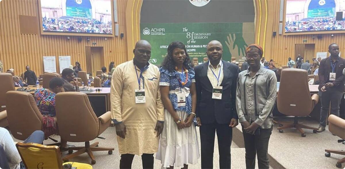 GFoD Africa delegation - including Africa Regional Coordinator Queen Bisseng and Senior Rights Experts Alima and Halimatou - at the 81st Ordinary Session of ACHPR.